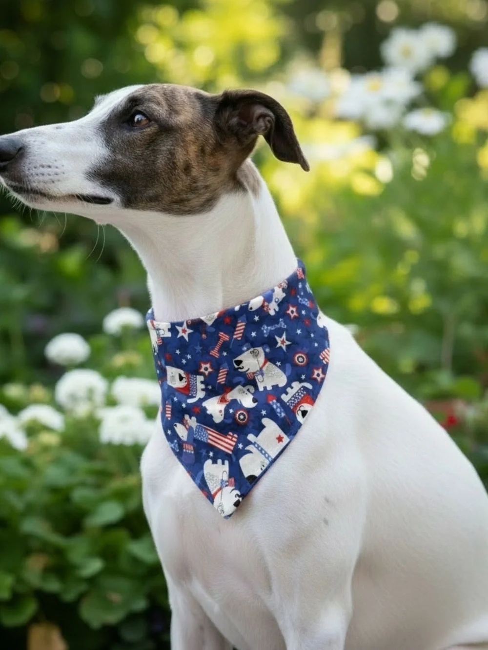 Patriotic Stars & Stripes Dog Bandana - Blue/Red/White